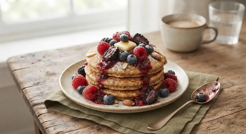 Berry Protein Pancake Stacks